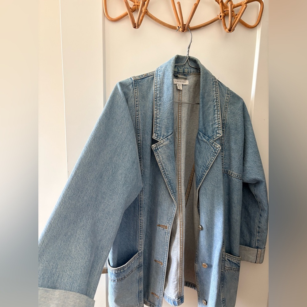 Topshop Light Blue Denim Blazer